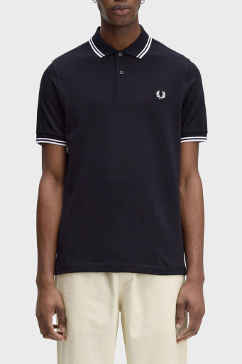 Fred Perry % 100 Pamuk Regular Fit Şerit Detaylı Düğmeli Erkek Polo Yaka T Shirt M3600 238 LACİVERT - 1