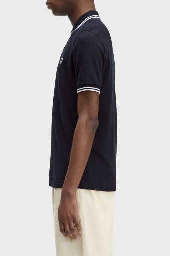 Fred Perry % 100 Pamuk Regular Fit Şerit Detaylı Düğmeli Erkek Polo Yaka T Shirt M3600 238 LACİVERT - 2