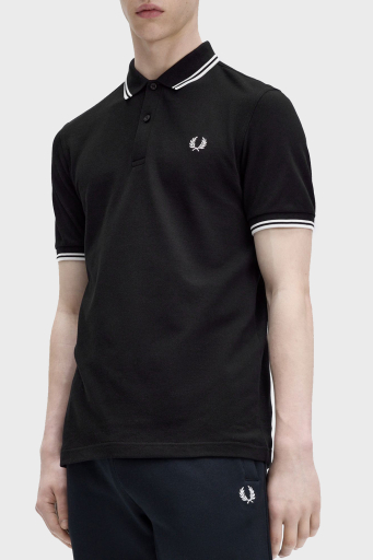 Fred Perry % 100 Pamuk Regular Fit Şerit Detaylı Düğmeli Erkek Polo Yaka T Shirt M3600 350 SİYAH - 3