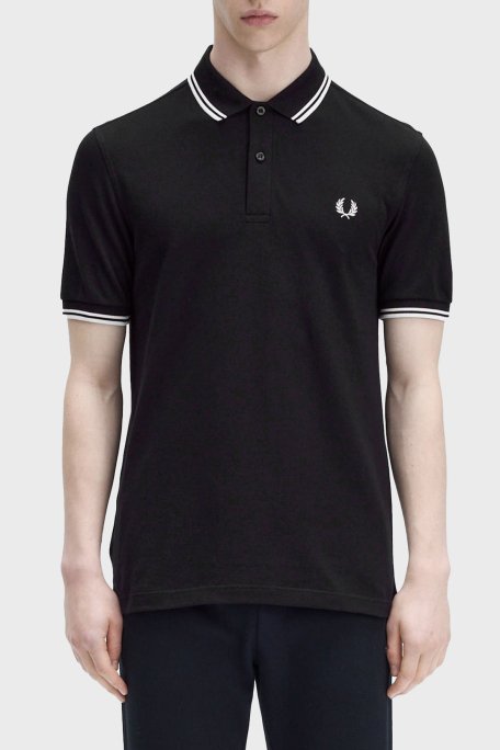 Fred Perry % 100 Pamuk Regular Fit Şerit Detaylı Düğmeli Erkek Polo Yaka T Shirt M3600 350 SİYAH - 1