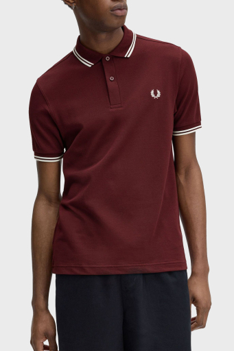Fred Perry % 100 Pamuk Regular Fit Şerit Detaylı Düğmeli Erkek Polo Yaka T Shirt M3600 597 BORDO - 2