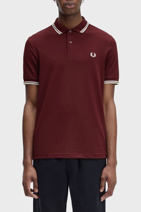 Fred Perry % 100 Pamuk Regular Fit Şerit Detaylı Düğmeli Erkek Polo Yaka T Shirt M3600 597 BORDO - 1