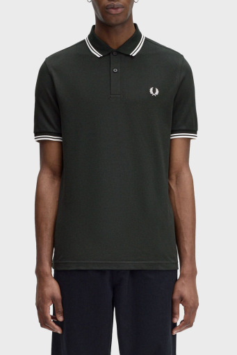 Fred Perry % 100 Pamuk Regular Fit Şerit Detaylı Düğmeli Erkek Polo Yaka T Shirt M3600 T50 KOYU YEŞİL - 1