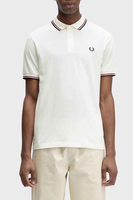 Fred Perry % 100 Pamuk Regular Fit Şerit Detaylı Düğmeli Erkek Polo Yaka T Shirt M3600 T60 EKRU - 1