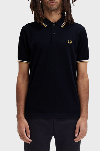 Fred Perry % 100 Pamuk Regular Fit Şerit Detaylı Düğmeli Erkek Polo Yaka T Shirt M3600 W53 LACİVERT - 3