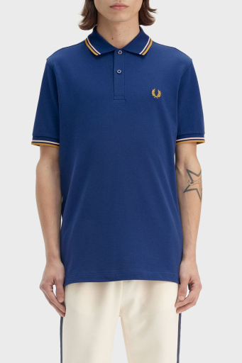 Fred Perry % 100 Pamuk Regular Fit Şerit Detaylı Düğmeli Erkek Polo Yaka T Shirt M3600 Y28 MAVİ - 1