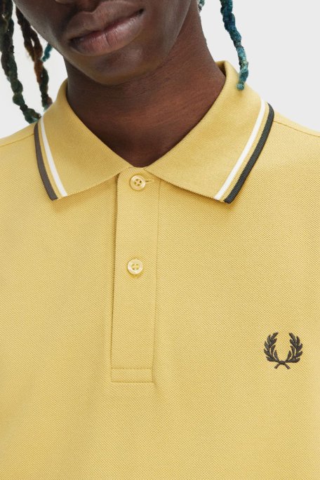 Fred Perry % 100 Pamuk Regular Fit Şerit Detaylı Düğmeli Erkek Polo Yaka T Shirt M3600 Y33 SARI - 2