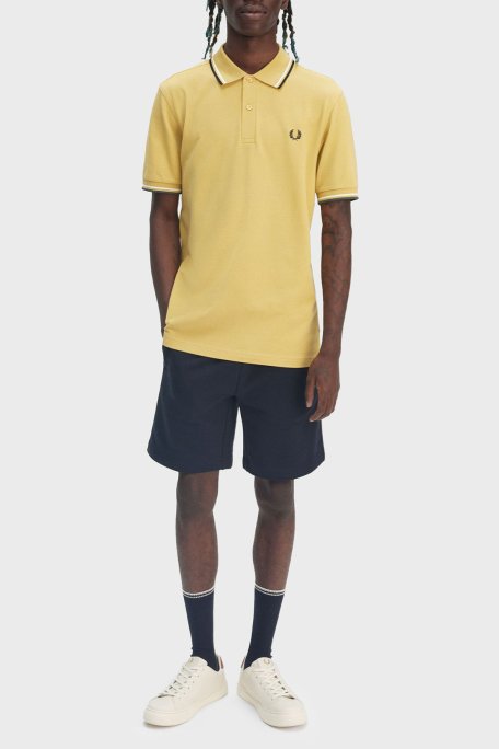 Fred Perry % 100 Pamuk Regular Fit Şerit Detaylı Düğmeli Erkek Polo Yaka T Shirt M3600 Y33 SARI - 3