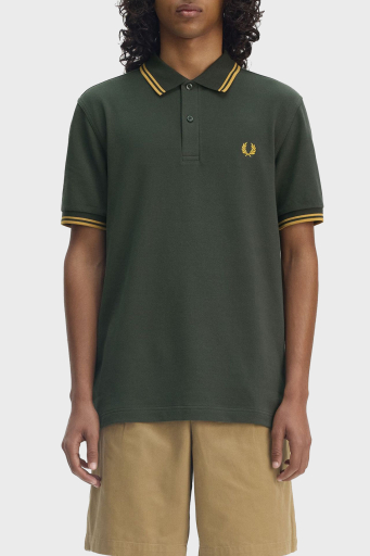 Fred Perry % 100 Pamuk Regular Fit Şerit Detaylı Düğmeli Polo Yaka Erkek T Shirt M3600 Y22 YEŞİL - 1