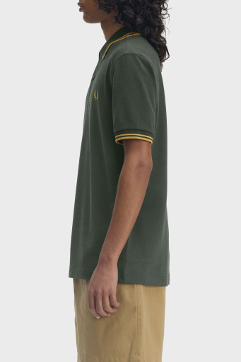 Fred Perry % 100 Pamuk Regular Fit Şerit Detaylı Düğmeli Polo Yaka Erkek T Shirt M3600 Y22 YEŞİL - 2