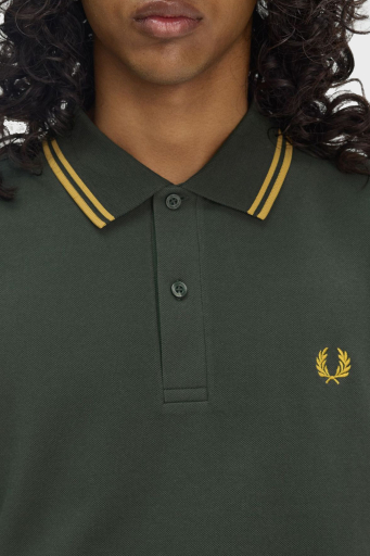 Fred Perry % 100 Pamuk Regular Fit Şerit Detaylı Düğmeli Polo Yaka Erkek T Shirt M3600 Y22 YEŞİL - 5