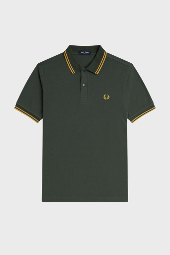 Fred Perry % 100 Pamuk Regular Fit Şerit Detaylı Düğmeli Polo Yaka Erkek T Shirt M3600 Y22 YEŞİL - 6
