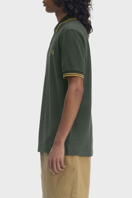 Fred Perry % 100 Pamuk Regular Fit Şerit Detaylı Düğmeli Polo Yaka Erkek T Shirt M3600 Y22 YEŞİL - 3