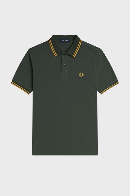 Fred Perry % 100 Pamuk Regular Fit Şerit Detaylı Düğmeli Polo Yaka Erkek T Shirt M3600 Y22 YEŞİL - 6