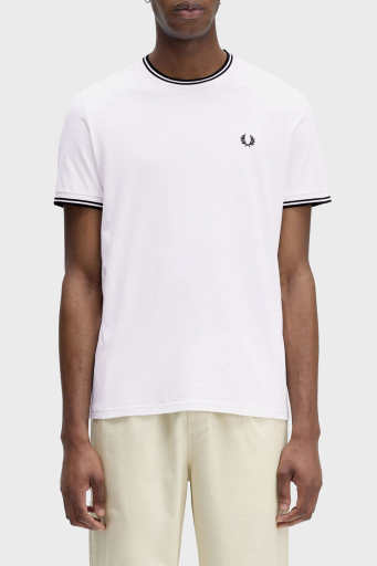 Fred Perry % 100 Pamuk Regular Fit Şerit Detaylı Sıfır Yaka Erkek T Shirt M1588 100 BEYAZ - 1