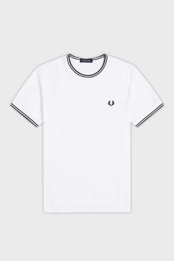 Fred Perry % 100 Pamuk Regular Fit Şerit Detaylı Sıfır Yaka Erkek T Shirt M1588 100 BEYAZ - 4