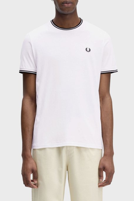 Fred Perry % 100 Pamuk Regular Fit Şerit Detaylı Sıfır Yaka Erkek T Shirt M1588 100 BEYAZ - 1