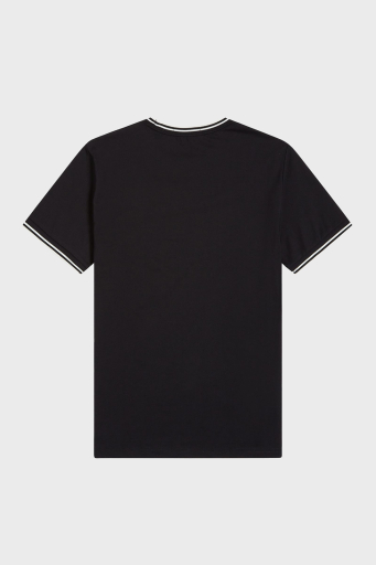 Fred Perry % 100 Pamuk Regular Fit Şerit Detaylı Sıfır Yaka Erkek T Shirt M1588 102 SİYAH - 6