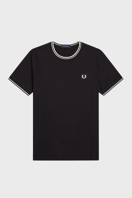 Fred Perry % 100 Pamuk Regular Fit Şerit Detaylı Sıfır Yaka Erkek T Shirt M1588 102 SİYAH - 5