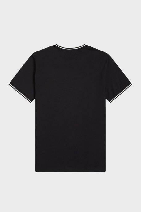 Fred Perry % 100 Pamuk Regular Fit Şerit Detaylı Sıfır Yaka Erkek T Shirt M1588 102 SİYAH - 6