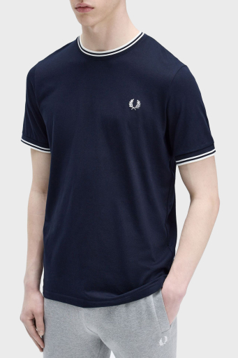 Fred Perry % 100 Pamuk Regular Fit Şerit Detaylı Sıfır Yaka Erkek T Shirt M1588 795 LACİVERT - 16
