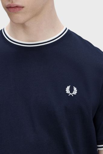 Fred Perry % 100 Pamuk Regular Fit Şerit Detaylı Sıfır Yaka Erkek T Shirt M1588 795 LACİVERT - 18