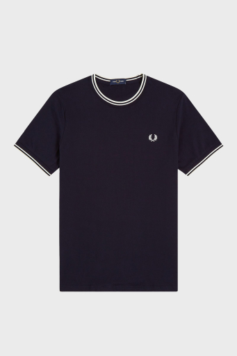 Fred Perry % 100 Pamuk Regular Fit Şerit Detaylı Sıfır Yaka Erkek T Shirt M1588 795 LACİVERT - 20
