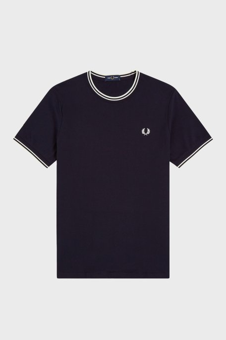 Fred Perry % 100 Pamuk Regular Fit Şerit Detaylı Sıfır Yaka Erkek T Shirt M1588 795 LACİVERT - 6