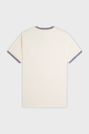 Fred Perry % 100 Pamuk Regular Fit Şerit Detaylı Sıfır Yaka Erkek T Shirt M1588 Y24 EKRU - 6
