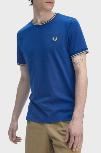 Fred Perry % 100 Pamuk Regular Fit Şerit Detaylı Sıfır Yaka Erkek T Shirt M1588 Y95 MAVİ - 3