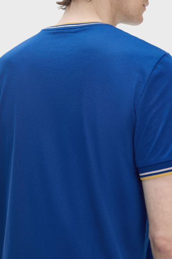 Fred Perry % 100 Pamuk Regular Fit Şerit Detaylı Sıfır Yaka Erkek T Shirt M1588 Y95 MAVİ - 5