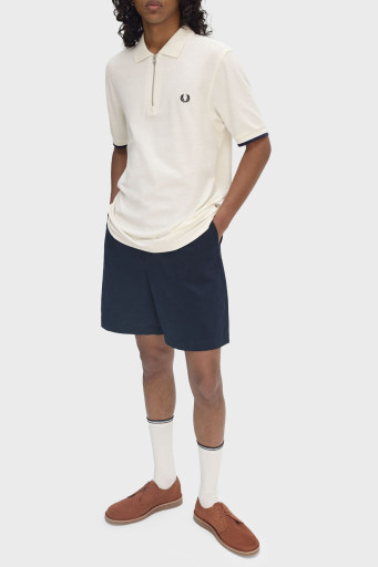 Fred Perry % 100 Pamuklu Regular Fit Yarım Fermuarlı Erkek Polo Yaka T Shirt M9886 560 EKRU - 2