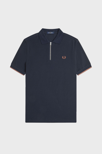 Fred Perry % 100 Pamuklu Regular Fit Yarım Fermuarlı Erkek Polo Yaka T Shirt M9886 608 LACİVERT - 5