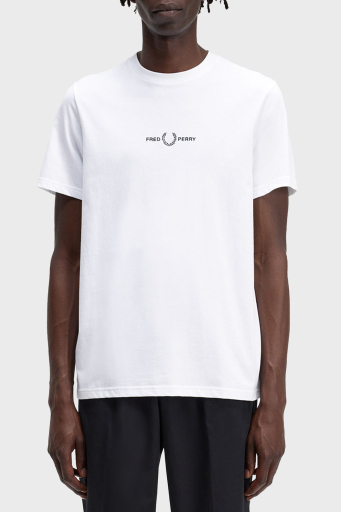 Fred Perry Logo Nakışlı % 100 Pamuk Regular Fit Bisiklet Yaka Erkek T Shirt M4580 100 BEYAZ - 1