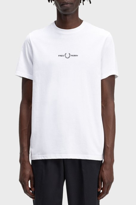 Fred Perry Logo Nakışlı % 100 Pamuk Regular Fit Bisiklet Yaka Erkek T Shirt M4580 100 BEYAZ - 1