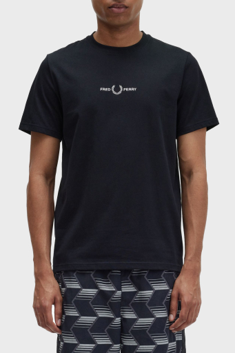 Fred Perry Logo Nakışlı % 100 Pamuk Regular Fit Bisiklet Yaka Erkek T Shirt M4580 102 SİYAH - 1
