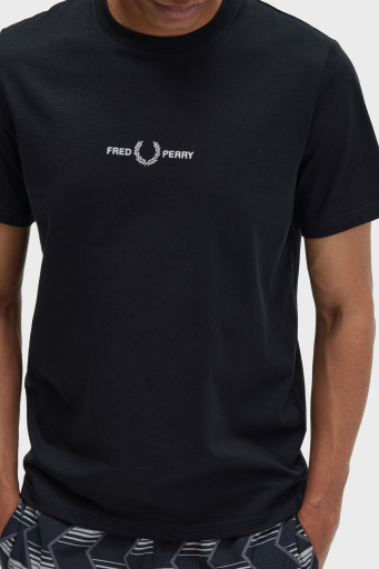 Fred Perry Logo Nakışlı % 100 Pamuk Regular Fit Bisiklet Yaka Erkek T Shirt M4580 102 SİYAH - 2