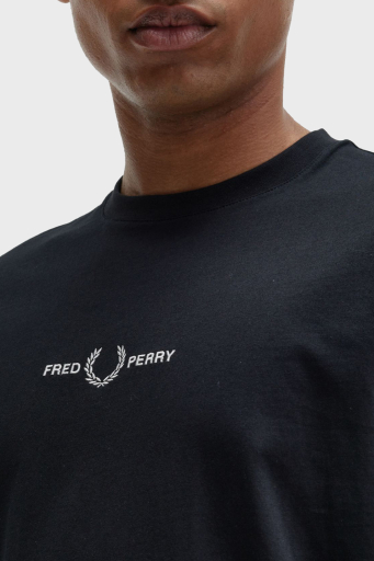 Fred Perry Logo Nakışlı % 100 Pamuk Regular Fit Bisiklet Yaka Erkek T Shirt M4580 102 SİYAH - 3