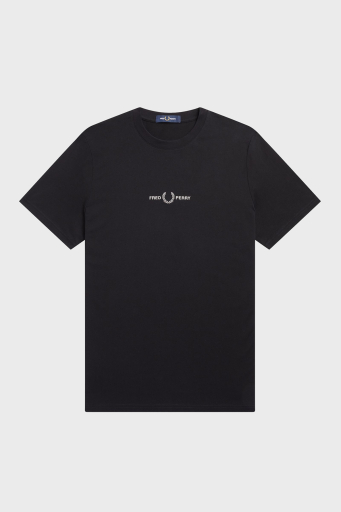 Fred Perry Logo Nakışlı % 100 Pamuk Regular Fit Bisiklet Yaka Erkek T Shirt M4580 102 SİYAH - 4