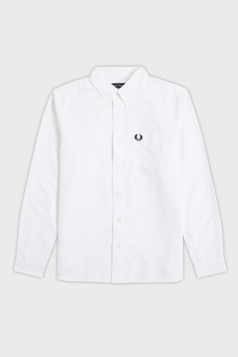 Fred Perry Logolu % 100 Pamuk Regular Fit Tek Cepli Düğmeli Yaka Erkek Gömlek M5516 100 BEYAZ - 5