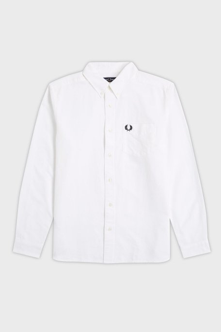 Fred Perry Logolu % 100 Pamuk Regular Fit Tek Cepli Düğmeli Yaka Erkek Gömlek M5516 100 BEYAZ - 5