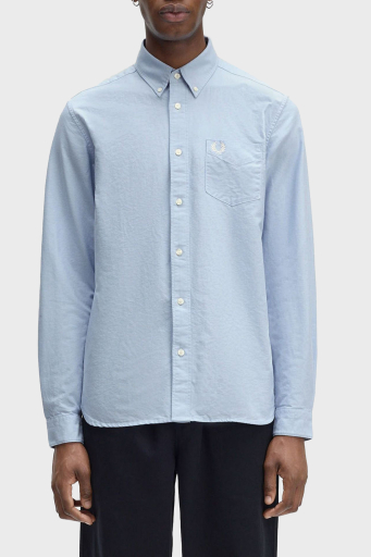 Fred Perry Logolu % 100 Pamuk Regular Fit Tek Cepli Düğmeli Yaka Erkek Gömlek M5516 146 AÇIK MAVİ - 1