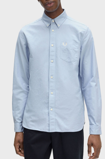 Fred Perry Logolu % 100 Pamuk Regular Fit Tek Cepli Düğmeli Yaka Erkek Gömlek M5516 146 AÇIK MAVİ - 3