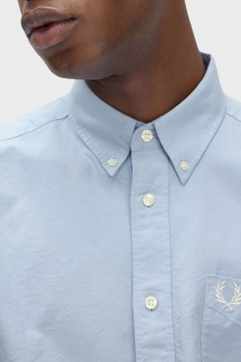 Fred Perry Logolu % 100 Pamuk Regular Fit Tek Cepli Düğmeli Yaka Erkek Gömlek M5516 146 AÇIK MAVİ - 4