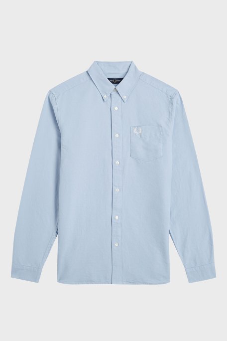 Fred Perry Logolu % 100 Pamuk Regular Fit Tek Cepli Düğmeli Yaka Erkek Gömlek M5516 146 AÇIK MAVİ - 6