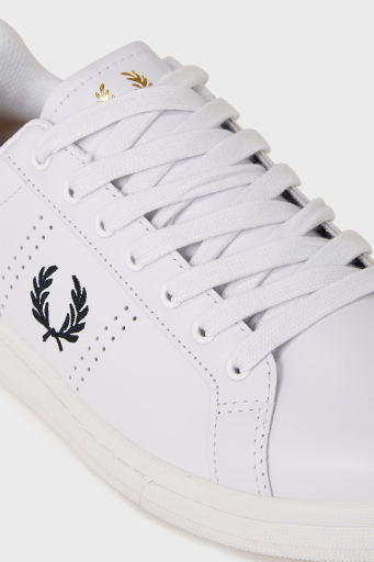 Fred Perry Logolu Deri Karışımlı Sneaker Unisex Ayakkabı B6312 567 BEYAZ - 4
