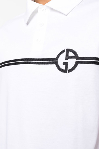 Giorgio Armani Logolu Pamuklu Erkek Polo Yaka T Shirt 3RSF70 SJTKZ F090 BEYAZ - 9