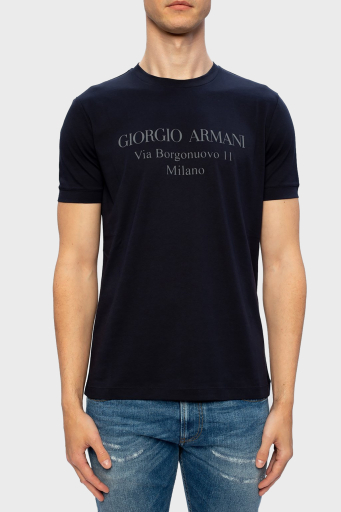 Giorgio Armani Pamuklu Bisiklet Yaka Erkek T Shirt 3GST57 SJMCZ UBWF LACİVERT - 1