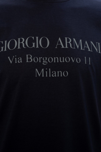 Giorgio Armani Pamuklu Bisiklet Yaka Erkek T Shirt 3GST57 SJMCZ UBWF LACİVERT - 4