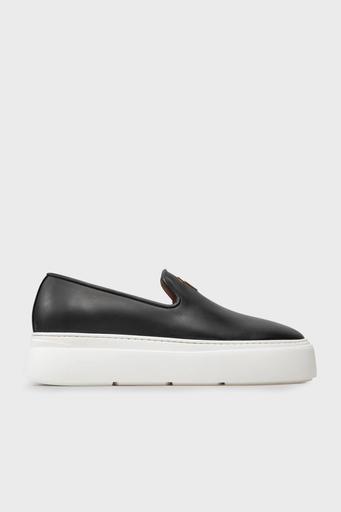 Giuseppe Zanotti Logolu Hakiki Deri Kalın Tabanlı Loafer Erkek Ayakkabı EU40011-013 SİYAH - 1